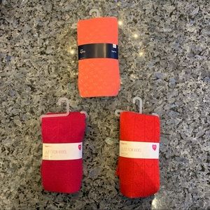 3 Pairs of GapKids Medium/Large Cotton Pink and Red Tights